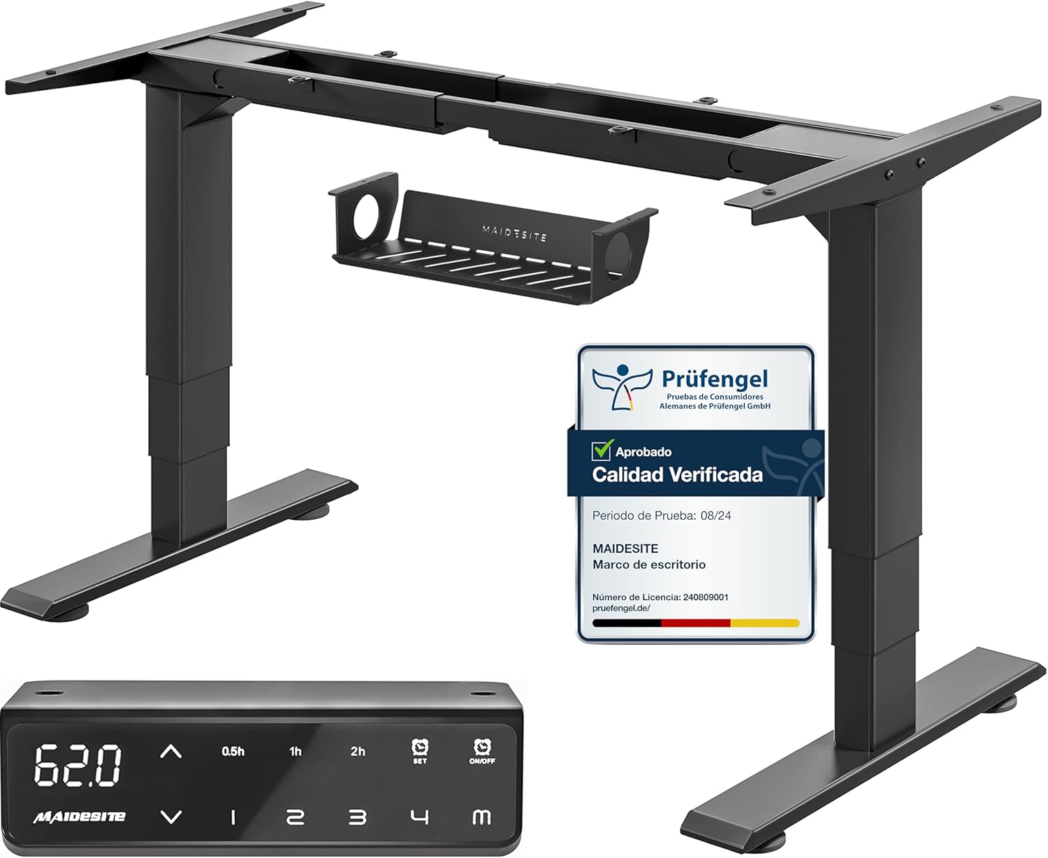 Escritorio elevable eléctrico Maidesite T2 Pro Plus de doble motor con estructura de acero triangular y tablero