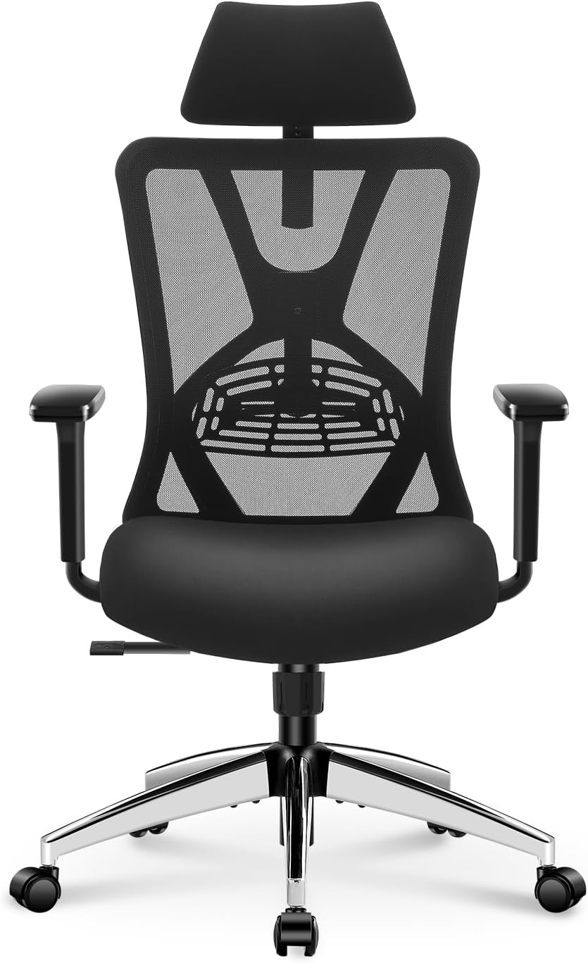 Silla ergonómica Ticova respaldo alto de malla con reposacabezas